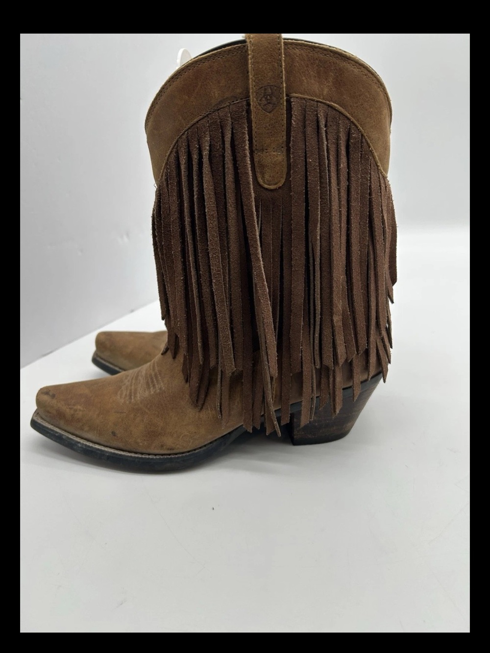 Ariat Gold Rush Brown Suede Fringe Western Boots size 7.5 - Picture 3 of 8